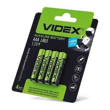 Батарейка лужна Videx LR03/AAA 4шт  LR033 фото