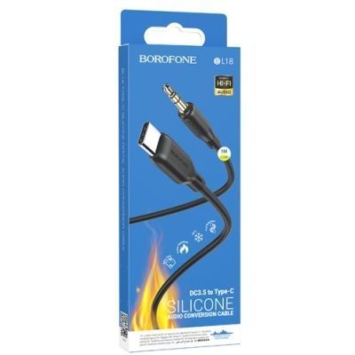 Кабель AUX Borofone BL18 3.5mm(male) - Type-C(male) 1m (Черный) BL18 фото