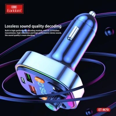 FM Модулятор Earldom ET-M70 PD18W/RGB 7 colors/USB/USB-C/U-Disk/3.1A (Чорний) M70 фото
