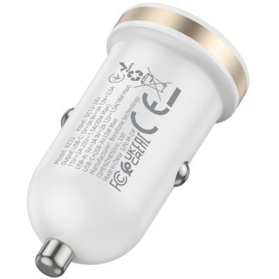 Автомобільний Зарядний Пристрій Borofone BZ22 1USB/18W/QC3.0 + 1Type-C/30W/PD (Бiлий) BZ22 фото