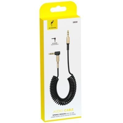 Кабель AUX SkyDolphin SR08 Spring Wire 3.5mm/1m (Черный) SR08 фото