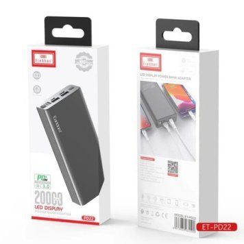 Power Bank Earldom ET-PD22 20000 mAh Metall Alloy PD20W+QC3.0 22.5W PD22 фото