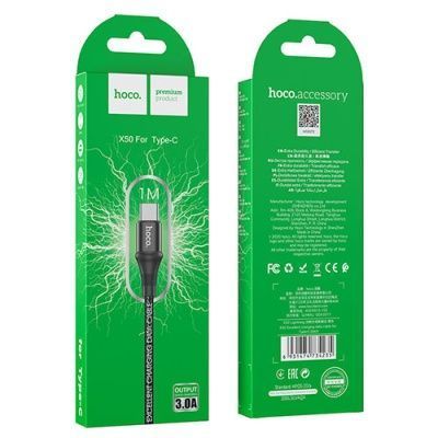 Кабель Hoco X50 Excellent USB-Type-C 3.0A/1m (Черный) 030506 фото