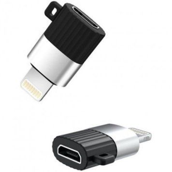 Перехідник XO NB149B MicroUSB - Lightning (Чорний) 061333 фото