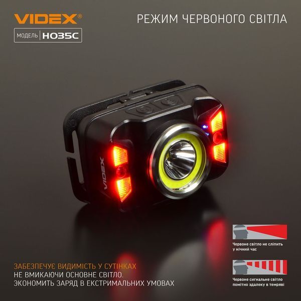 Ліхтарик налобний світлодіодний VIDEX VLF-H035C 410Lm 5000K H035C фото