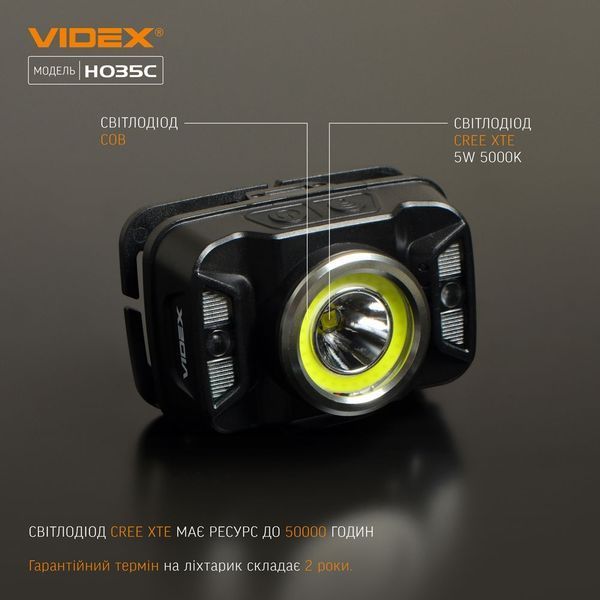 Ліхтарик налобний світлодіодний VIDEX VLF-H035C 410Lm 5000K H035C фото
