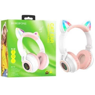Bluetooth навушники накладні Borofone BO18 Cat (Білий) 067360 фото