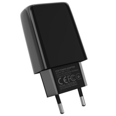 Мережевий Зарядний Пристрій Ridea RW-11111 Element 1USB/2.1A + (USB - MicroUSB) (Чорний) 11111 фото