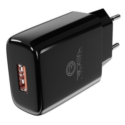 Мережевий Зарядний Пристрій Ridea RW-11111 Element 1USB/2.1A + (USB - MicroUSB) (Чорний) 11111 фото