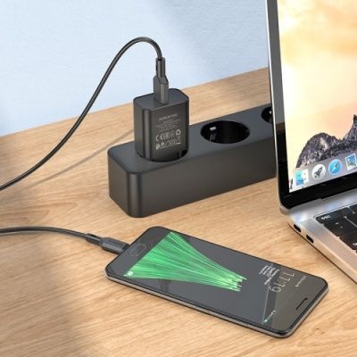 Мережевий Зарядний Пристрій Borofone BA72A Spring 1USB/18W/QC3.0 (Чорний) BA72A фото