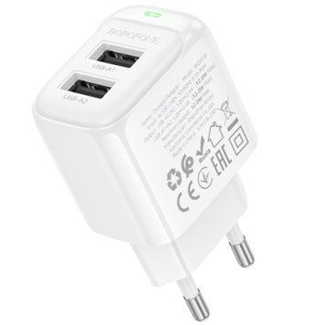 Мережевий Зарядний Пристрій Borofone BAS41A 2USB/12W/2.4A (Білий) BAS41A фото