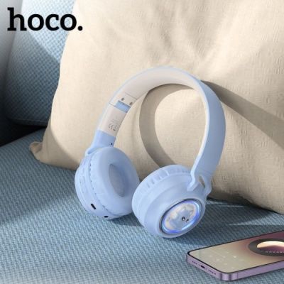 Bluetooth наушники накладные Hoco W50 Cute Cat (Синий) 088351 фото