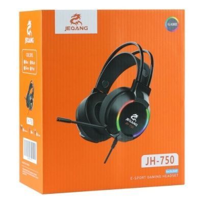 Ігрові повнорозмірні навушники з мікрофоном JEQANG JH-750 7.1 та RGB-підсвічуванням Чорні JH-750 фото