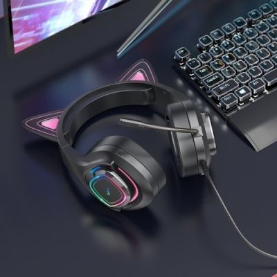 Навушники для комп'ютера Hoco W107 Cute Cat Ear (Рожевий) W1077 фото