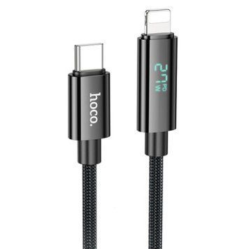 Кабель Hoco U125 Display (PD) Type-C - Lightning 27W/2.4A/1.2m (Чорний) U125 фото