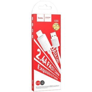 Кабель Hoco X88 Gratifield USB - Lightning 2.4A/1m (Білий) 88 фото
