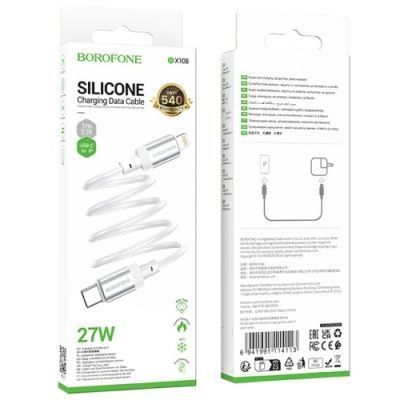 Кабель Borofone BX108 Silicone Type-C - Lightning 27W/1m (Белый) BX108 фото
